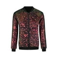 thumbnail image 1 of Unique Bargains Men's Sequin Zipper Long Sleeve Party Disco Shiny Bomber Jacket 2XL Multicolor, 1 of 6