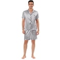thumbnail image 1 of Unique Bargains Men's Sleepwear Short Sleeve Top and Pants Satin Pajama Set L Gray, 1 of 5
