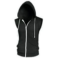 thumbnail image 1 of Unique Bargains Men's Sleeveless Hoodie Zipper Drawstring Hooded Sweatshirt Vest XL Black, 1 of 6