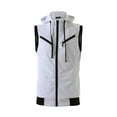 thumbnail image 1 of Unique Bargains Men's Sleeveless Zip Up Drawstring Hooded Vest 36 White, 1 of 7
