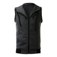 thumbnail image 1 of Unique Bargains Men's Sleeveless Zip Up Drawstring Hooded Vest 50 Dark Gray, 1 of 6