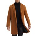 thumbnail image 1 of Unique Bargains Men's Slim Fit Notched Lapel Single Breasted Mid Length Overcoat 2XL Brown, 1 of 6