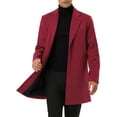 thumbnail image 1 of Unique Bargains Men's Slim Fit Notched Lapel Single Breasted Mid Length Overcoat L Burgundy, 1 of 6