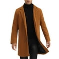 thumbnail image 1 of Unique Bargains Men's Slim Fit Notched Lapel Single Breasted Mid Length Overcoat M Brown, 1 of 6