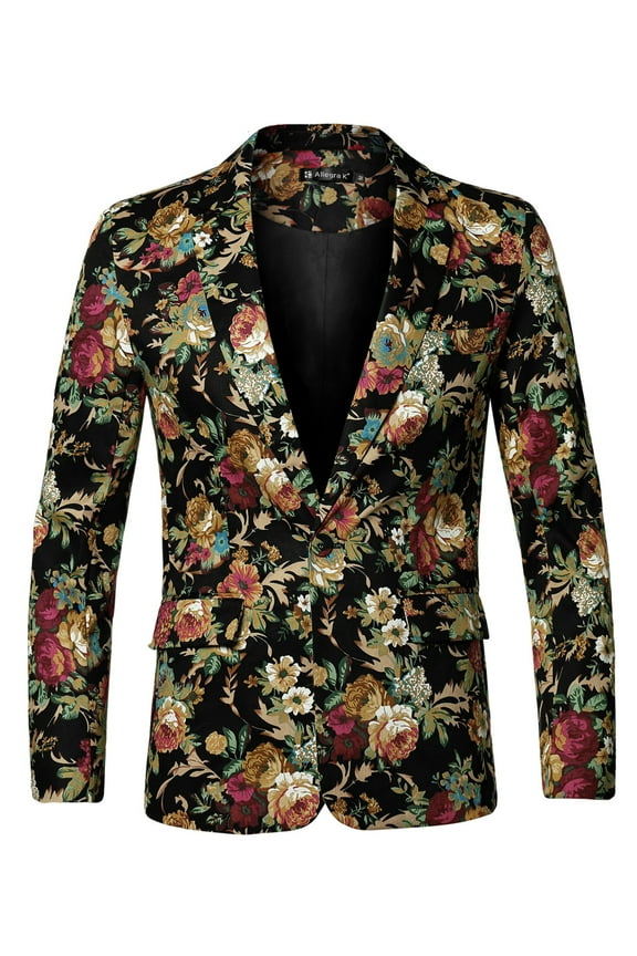 Men's Slim Fit One Button Prom Floral Blazer