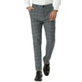 thumbnail image 1 of Unique Bargains Men's Slim Fit Plaid Business Pants Trousers with Pockets 36 Dark Gray, 1 of 7