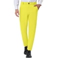 thumbnail image 1 of Unique Bargains Men's Solid Color Slacks Straight Fit Flat Front Chino Dress Pants 32 Yellow, 1 of 6