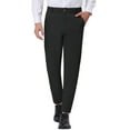 thumbnail image 1 of Unique Bargains Men's Solid Color Slacks Straight Fit Flat Front Chino Dress Pants 36 Black, 1 of 6