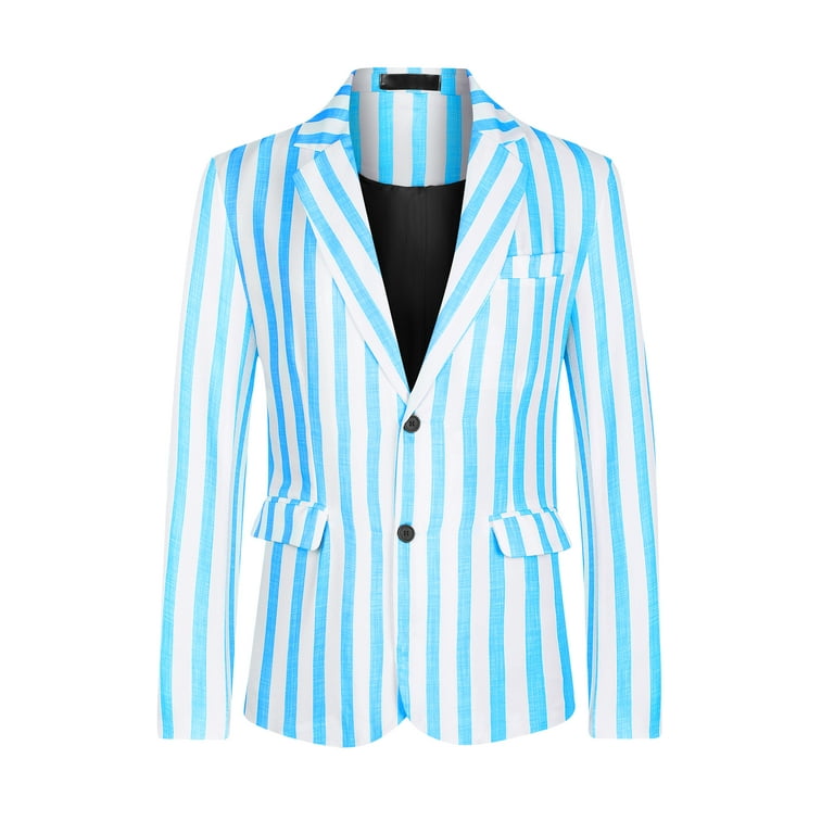 Blue and white striped jacket mens store