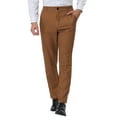 thumbnail image 1 of Unique Bargains Men's Striped Dress Pants Straight Fit Color Block Office Suit Trousers 30 Brown White, 1 of 6