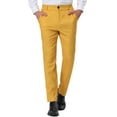 thumbnail image 1 of Unique Bargains Men's Striped Dress Pants Straight Fit Color Block Office Suit Trousers 32 Yellow White, 1 of 6