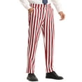 thumbnail image 1 of Unique Bargains Men's Striped Dress Pants Straight Leg Color Block Business Trousers 30 Red White, 1 of 6