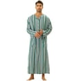 thumbnail image 1 of Unique Bargains Men's Striped Nightshirt Long Sleeves Button Nightgown Henley Shirts XL Green, 1 of 6