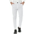 thumbnail image 1 of Unique Bargains Men's Striped Pants Slim Fit Flat Front Business Dress Trousers 30 White, 1 of 7