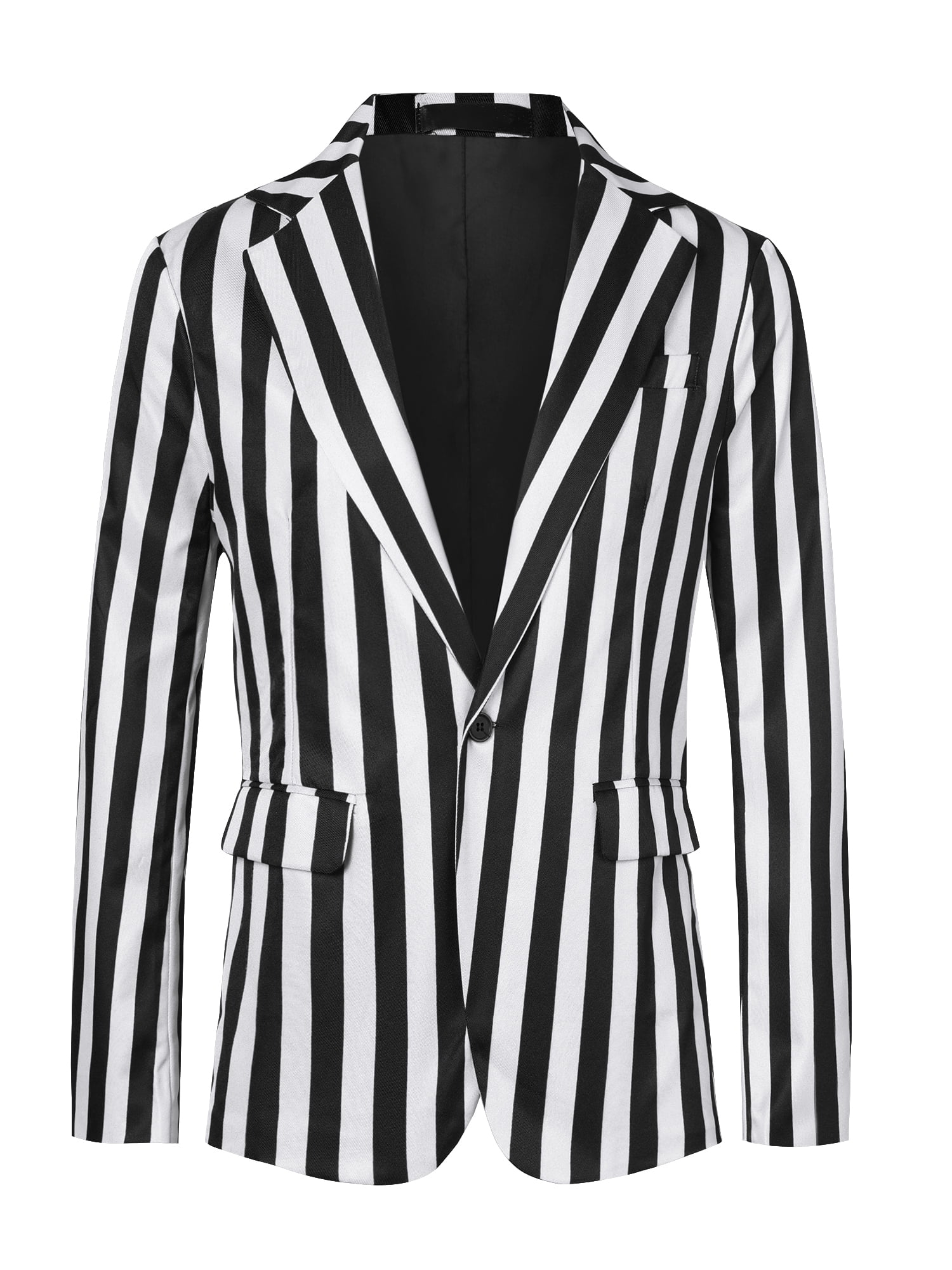 【関税込み】STRIPED SINGLE BREAST BLAZER JACKET Unique Bargains Men's Stripes Single Breasted Business Color