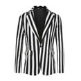 thumbnail image 1 of Unique Bargains Men's Stripes Single Breasted Business Color Block Sports Coat Blazers S White, 1 of 6
