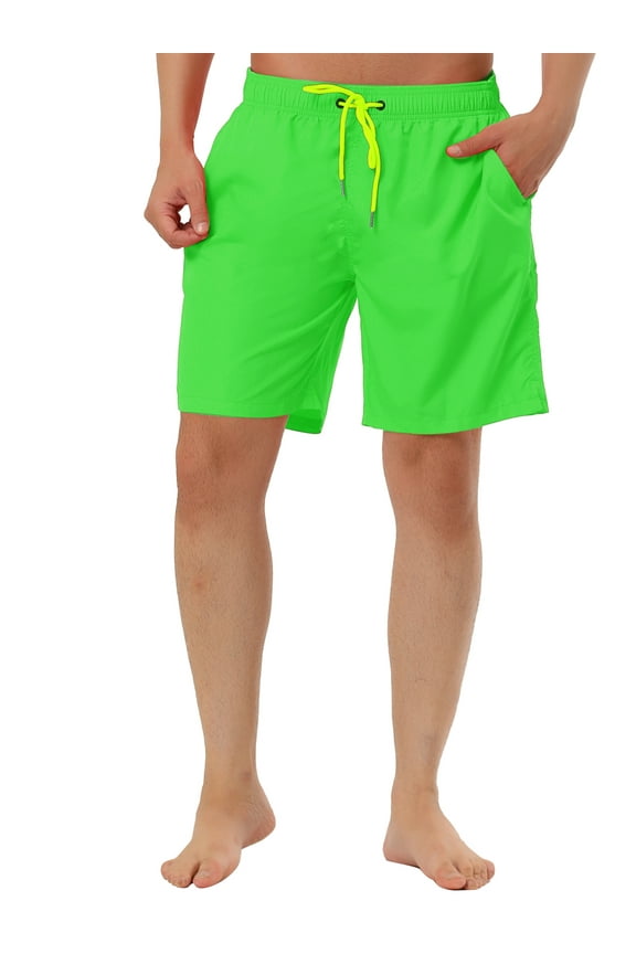 Men's Summer Beach Drawstring Waist Surfing Mesh Lining Swim Shorts 30 Green