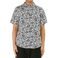 thumbnail image 1 of Unique Bargains Men's Summer Button Floral Cotton Short Sleeve Hawaiian Shirt 38 White, 1 of 7