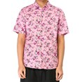 thumbnail image 1 of Unique Bargains Men's Summer Button Floral Cotton Short Sleeve Hawaiian Shirt 42 Pink, 1 of 8