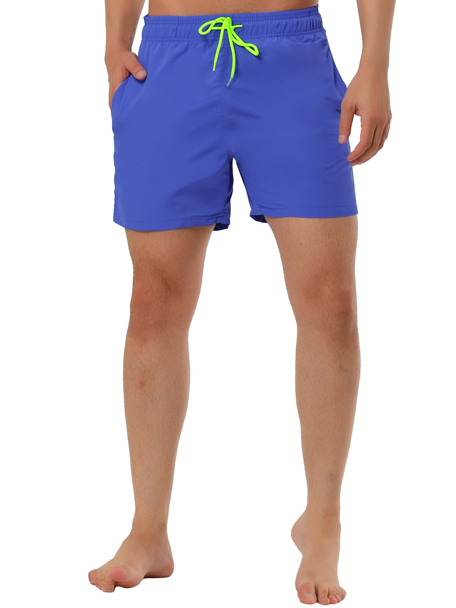 Unique Bargains Men's Summer Casual Beach Drawstring Mesh Lining Board Shorts 28 Blue