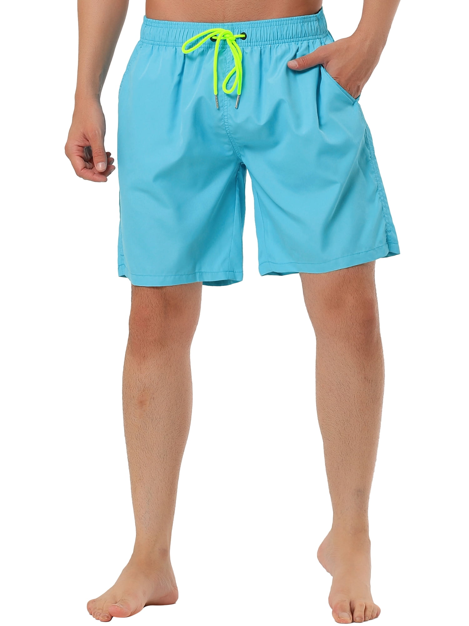 Unique Bargains Men's Summer Casual Beach Elastic Waistband Mesh Lining