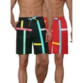 thumbnail image 1 of Unique Bargains Men's Summer Colorful Drawstring Elastic Waist Beach Board Shorts 2 Pack 28 Black Red, 1 of 5