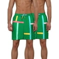 thumbnail image 1 of Unique Bargains Men's Summer Colorful Drawstring Elastic Waist Beach Board Shorts 2 Pack 32 Green, 1 of 6