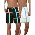 thumbnail image 1 of Unique Bargains Men's Summer Colorful Drawstring Elastic Waist Beach Board Shorts 2 Pack 36 Black White, 1 of 5