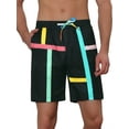 thumbnail image 1 of Unique Bargains Men's Summer Colorful Drawstring Elastic Waist Beach Board Shorts 28 Black, 1 of 5
