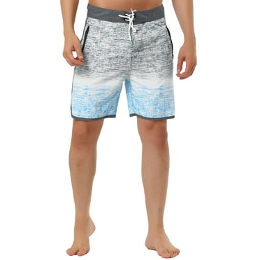 Unique Bargains Men's Summer Drawstring Contrast Color Printed Beach Boardshorts