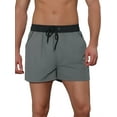 thumbnail image 1 of Unique Bargains Men's Summer Drawstring Waist Solid Color Swim Shorts 28 Gray, 1 of 5