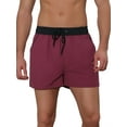thumbnail image 1 of Unique Bargains Men's Summer Drawstring Waist Solid Color Swim Shorts 32 Red, 1 of 5