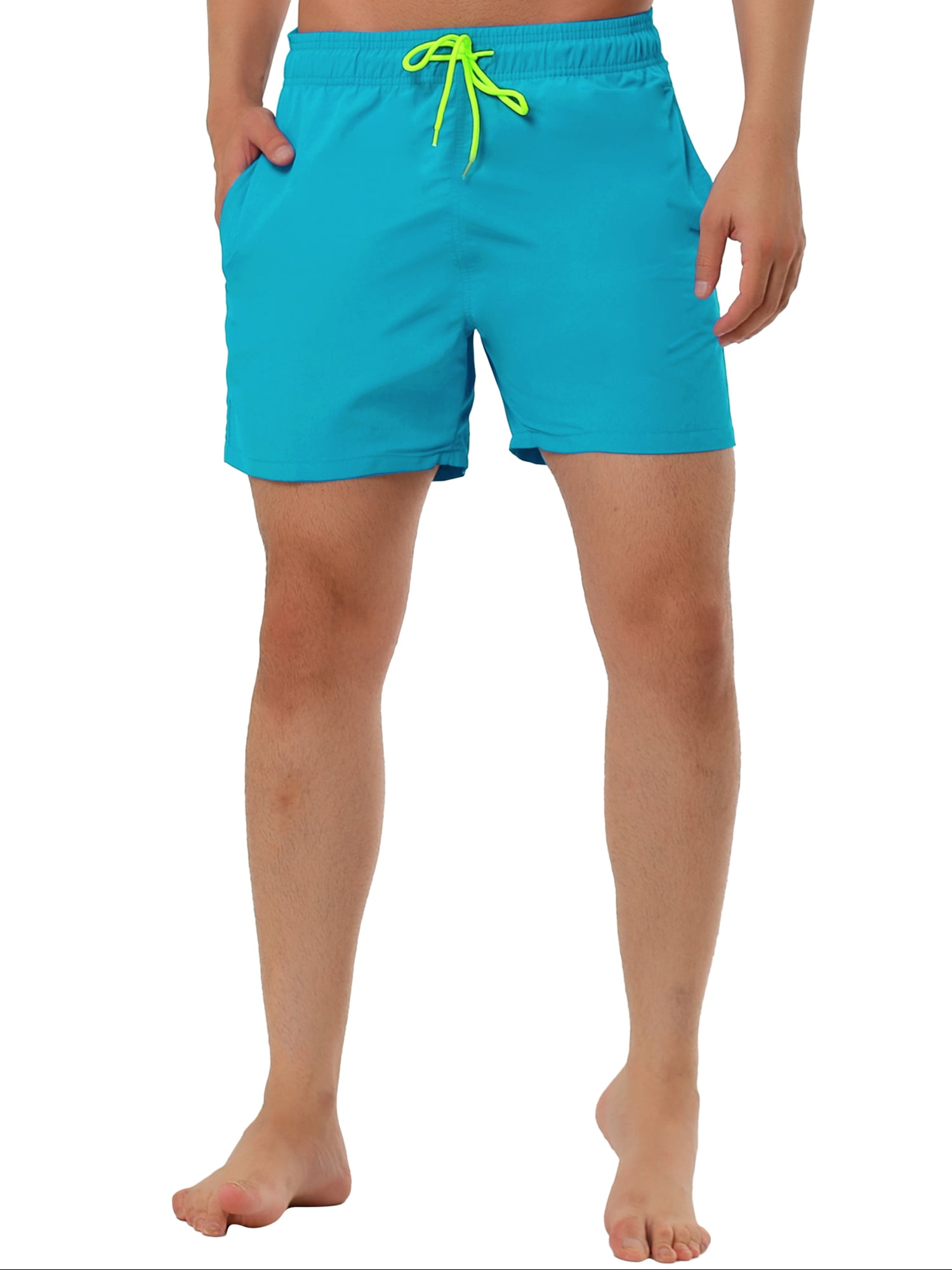 Unique Bargains Men's Summer Holiday Beach Drawstring Mesh Lining Board Shorts 28 Sky Blue