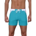 thumbnail image 1 of Unique Bargains Men's Summer Holiday Contrast Color Drawstring Waist Beach Board Shorts 28 Blue, 1 of 5