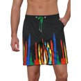 thumbnail image 1 of Unique Bargains Men's Summer Lightweight Elastic Waist Colorful Printed Board Shorts 34 Black, 1 of 5