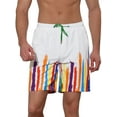 thumbnail image 1 of Unique Bargains Men's Summer Lightweight Elastic Waist Colorful Printed Board Shorts 34 White, 1 of 5