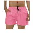 thumbnail image 1 of Unique Bargains Men's Summer Lightweight Solid Color Mesh Lining Beach Swim Shorts 34 Pink, 1 of 6