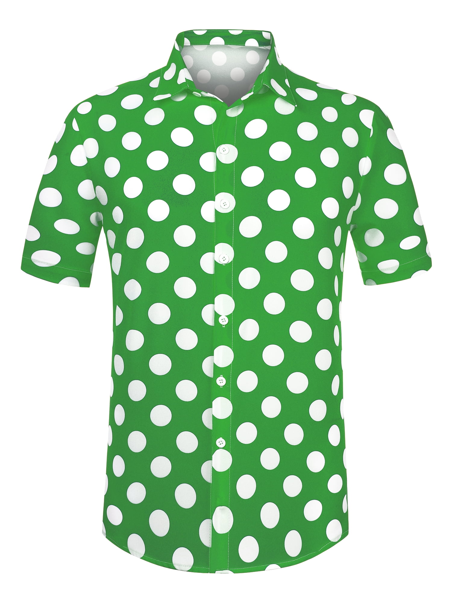 Unique Bargains Men's Summer Polka Dots Shirt Button Down Short