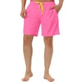 thumbnail image 1 of Unique Bargains Men's Summer Solid Color Beach Drawstring Waist Mesh Lining Swim Shorts 32 Pink, 1 of 6