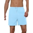 thumbnail image 1 of Unique Bargains Men's Summer Solid Color Drawstring Elastic Waistband Swim Beach Shorts 32 Blue, 1 of 5