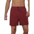 thumbnail image 1 of Unique Bargains Men's Summer Solid Color Elastic Waistband Swim Beach Shorts 32 Red, 1 of 5