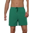 thumbnail image 1 of Unique Bargains Men's Summer Solid Color Elastic Waistband Swim Beach Shorts 36 Green, 1 of 5