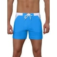 thumbnail image 1 of Unique Bargains Men's Summer Surfing Contrast Color Drawstring Waist Beach Board Shorts 28 Blue, 1 of 5