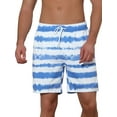 thumbnail image 1 of Unique Bargains Men's Tie-dyed Pattern Elastic Waist Summer Swimming Shorts Blue 30, 1 of 5