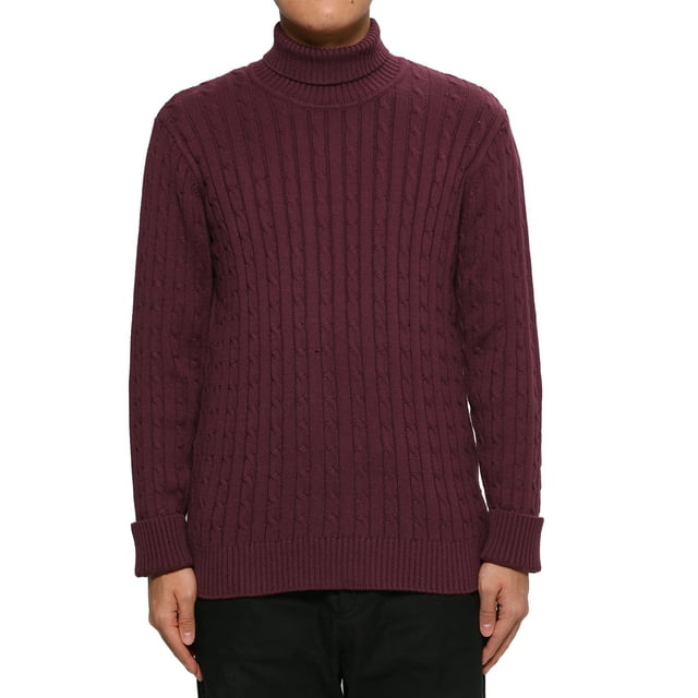 Unique Bargains Men's Turtleneck Long Sleeves Pullover Cable Knit Sweater