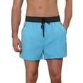 thumbnail image 1 of Unique Bargains Men's Vacation Solid Color Drawstring Elastic Waist Surfing Shorts 32 Light Blue, 1 of 5