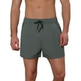 thumbnail image 1 of Unique Bargains Men's Vacation Solid Color Drawstring Elastic Waist Swim Short Grey 28, 1 of 5