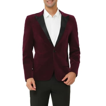 Unique Bargains Men's Velvet Blazer One Button Party Prom Tuxedo Dinner Suit Jacket