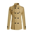 thumbnail image 1 of Unique Bargains Men's Winter Coat Stand Collar Double Breasted Pea Coats L Khaki, 1 of 6