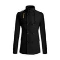 thumbnail image 1 of Unique Bargains Men's Winter Coat Stand Collar Double Breasted Pea Coats M Black, 1 of 6